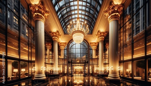 Architectural Gem with Golden Interior Light