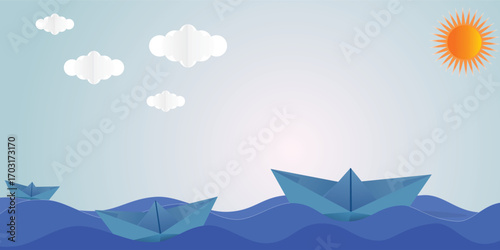 Origami Boats at Sea