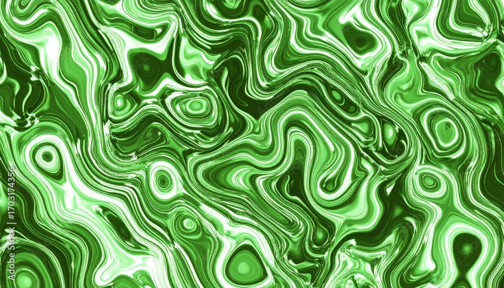 Fototapeta premium Swirling Green Abstract Background with Wavy Lines and Organic Shapes