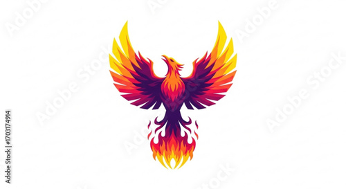 Fiery phoenix logo, a symbol of rebirth, resilience, and transformation, ideal for brands seeking a powerful and dynamic image