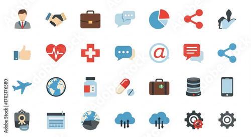 Business and finance icon set collection of flat design vector icons representing various aspects of business and finance