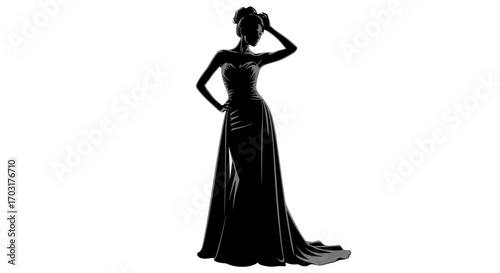 Elegant silhouette of a woman in a gown showcasing poise and grace