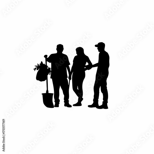 Community unity for local park preservation silhouette