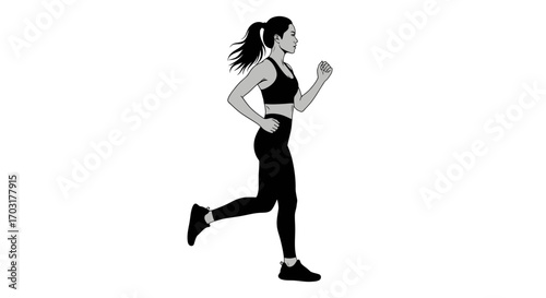 Silhouette of a Woman Running, Fitness and Healthy Lifestyle Concept