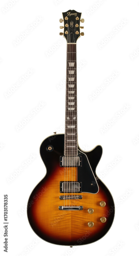 Fototapeta premium Electric guitar with sunburst finish isolated PNG with Transparent Background