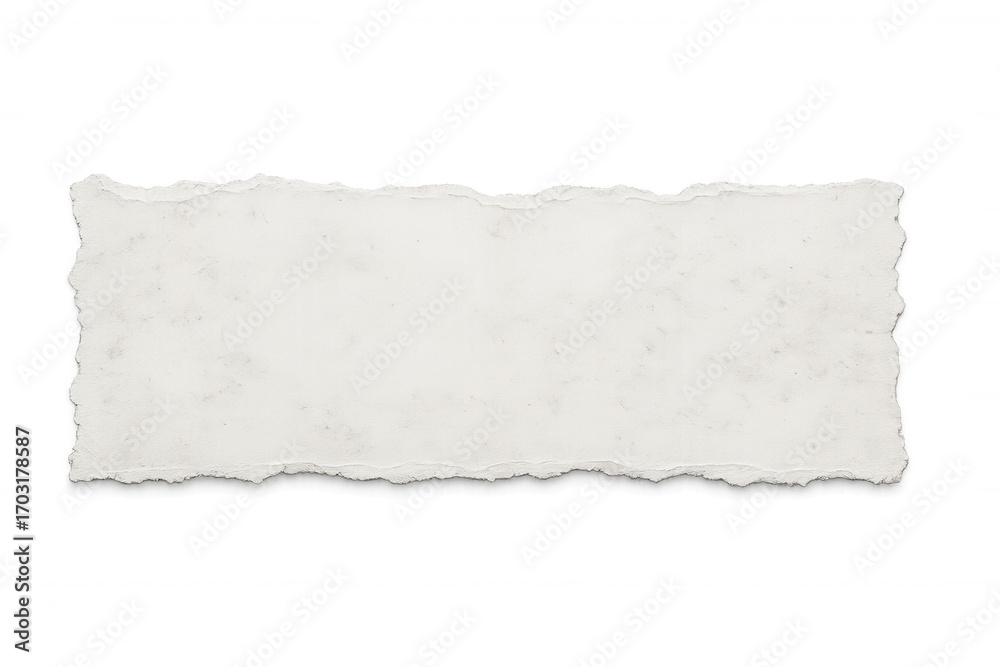 Obraz premium Ragged white paper fragment revealing textured blank space, transparent backdrop ready for creative messaging or graphic design elements