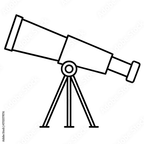 Outline drawing of telescope on a stand on transparent background