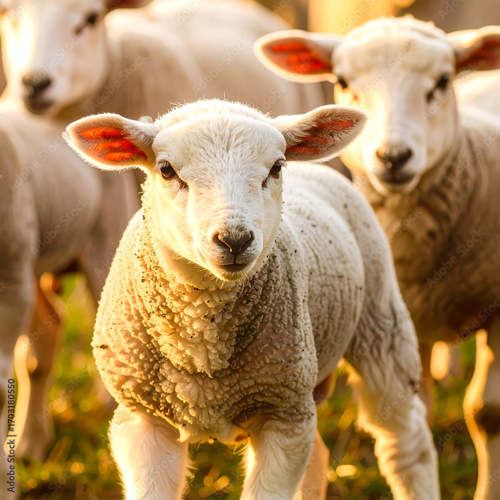 Obraz premium Lambs in golden light