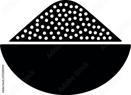 Black couscous pile in bowl food grain