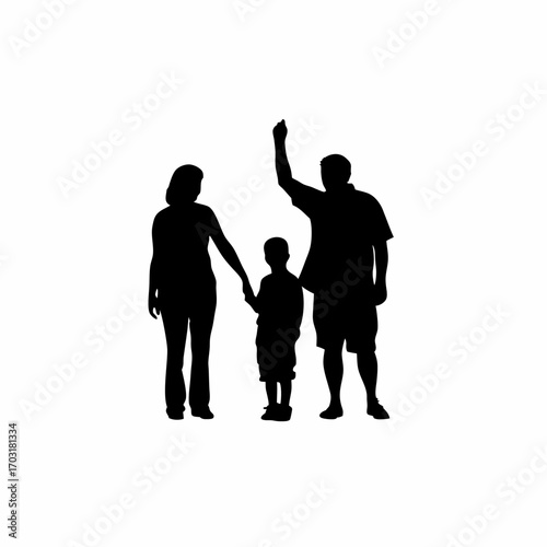 Parents cheering for son playing football game silhouette