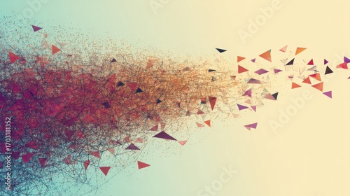 conceptual. Abstract data visualization as a colorful particle cloud, representing modern tech concepts. product launch decks.