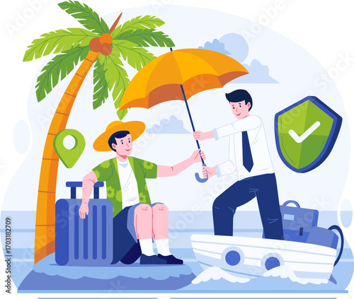Insurance illustration pack in modern flat style. Includes health, car, home, travel, life, and financial protection concepts. Perfect for websites, apps, presentations, infographics, and corporate pr