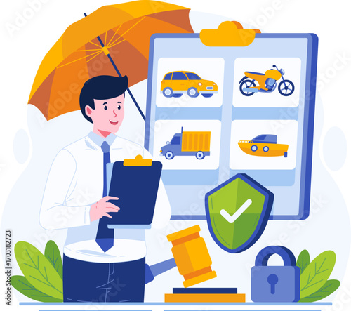 Insurance illustration pack in modern flat style. Includes health, car, home, travel, life, and financial protection concepts. Perfect for websites, apps, presentations, infographics, and corporate pr