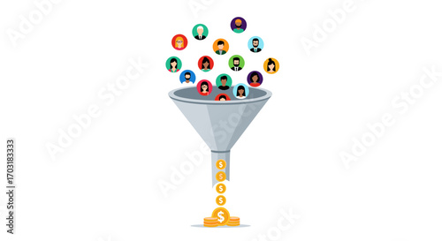 Social Media Lead Generation Funnel Concept.