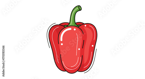 Red Bell Pepper Illustration Isolated on White Background.