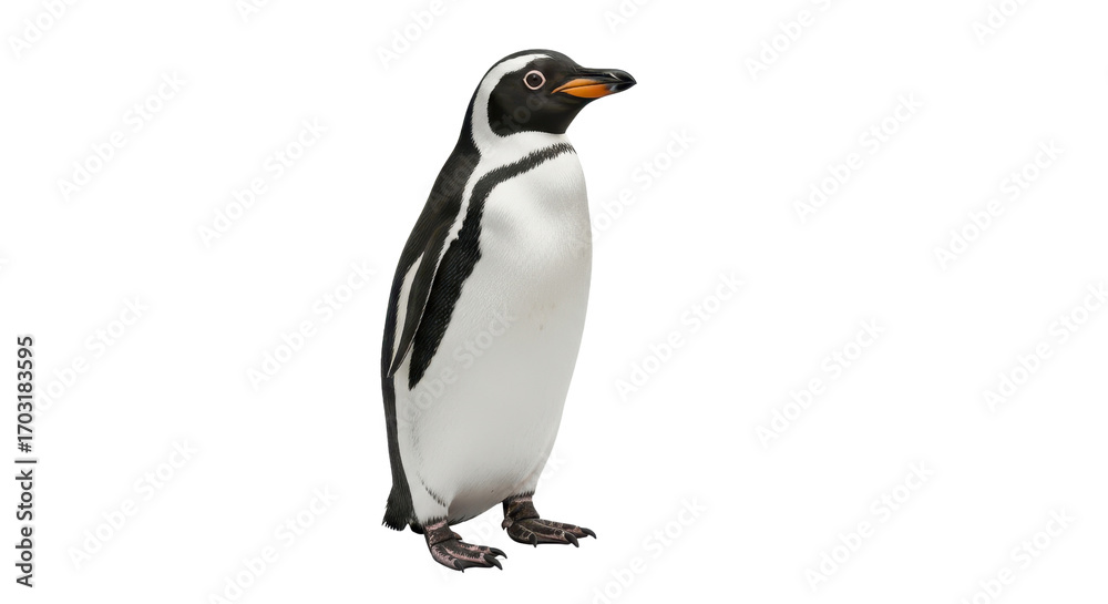 Fototapeta premium Standing Magellanic penguin isolated PNG with Transparent Background