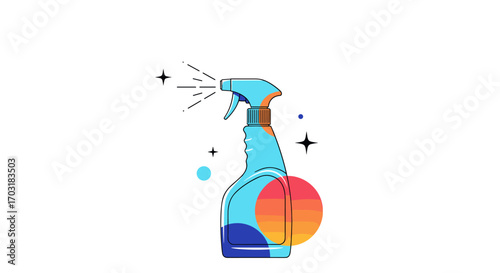 Cleaning spray bottle with sparkling effect.