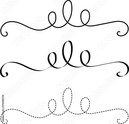 Elegant decorative swirl line designs, Decorative ornaments line and dash, Vector illustration, hand drawn decorative lines