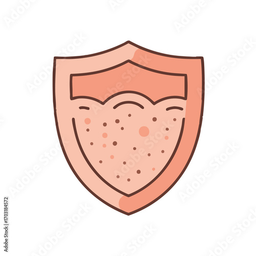 An illustrative shield icon featuring a speckled interior, symbolizing robust protection against germs, bacteria, acne, and various environmental pollutants.