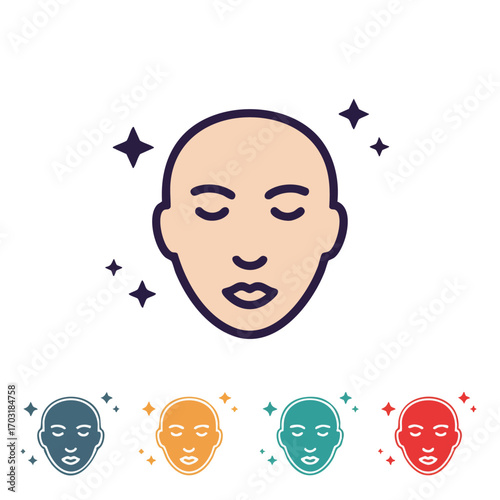 A serene human face with closed eyes and sparkling glow represents beauty, relaxation, and healthy skin, perfect for modern wellness concepts.