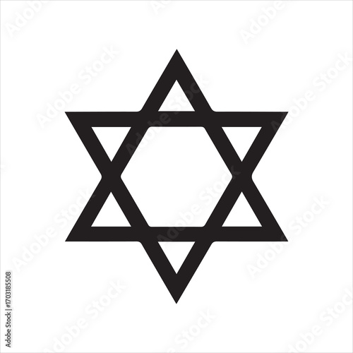 Star of David icon silhouette vector with white background