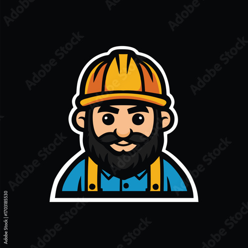 Cartoon builder logo vector design art illustration