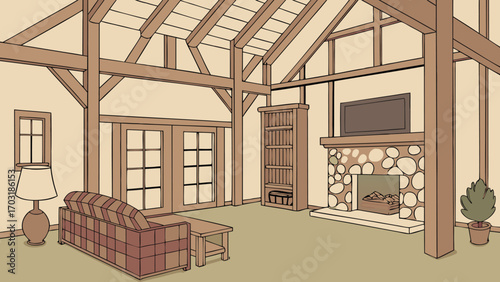 Cozy living room with fireplace and comfortable seating.