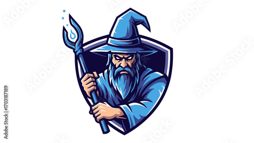 Wizard Mascot Logo Illustration An Enchanting Emblem for Your Brand Identity