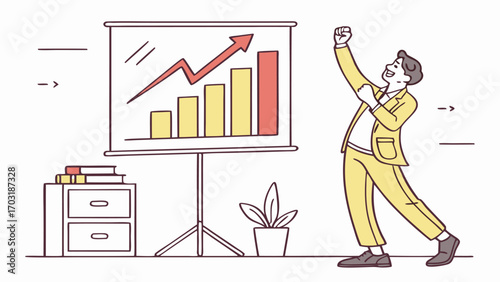 Businessman Celebrating Successful Growth.