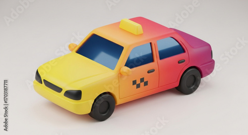 3D Rendered Taxi with Gradient Color