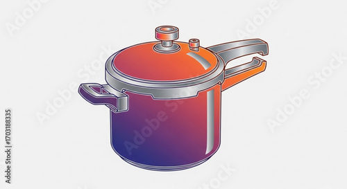 Modern pressure cooker with vibrant gradient, perfect for fast cooking and healthy meal preparation, showcasing kitchen efficiency and culinary innovation.