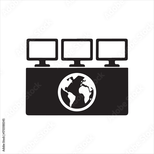 Command Center silhouette vector with white background