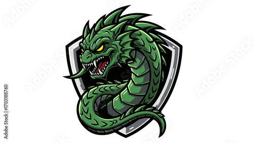 Dragon Serpent Mascot Logo Illustration for Esport Gaming Team or Fantasy Sports Emblem Design
