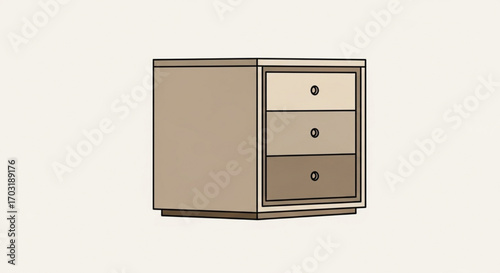 Sleek modern bedside table with three drawers and simple round knobs, perfect for contemporary bedroom storage solutions and stylish interior design projects.
