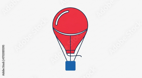 Vibrant red hot air balloon soaring gracefully against a clean backdrop, symbolizing adventure and freedom with its striking design and bold colors, perfect for travel and aspiration themes.