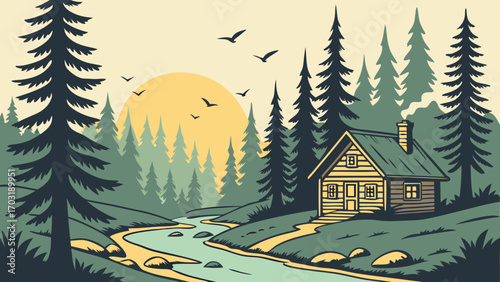 Cabin in the Woods - A Serene Forest Retreat.