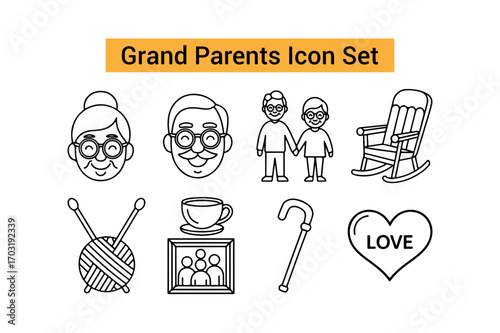 grandparents icon set