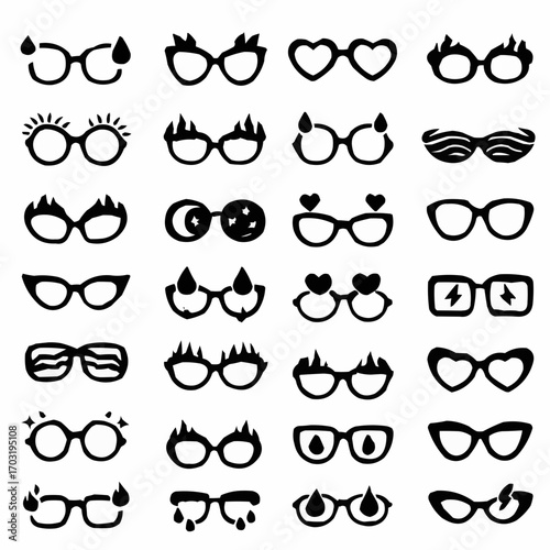 set of vector mustache