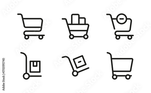 Shopping Cart and Trolley Icon Set  E-commerce and Retail