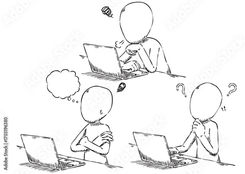 PCで困惑する人3種②　墨筆