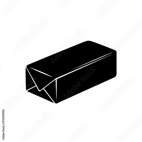 Black silhouette of a stick of butter in wrapper