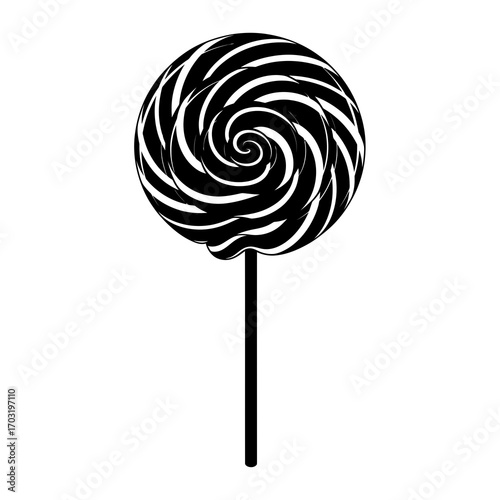 Black and white swirl lollipop on a stick
