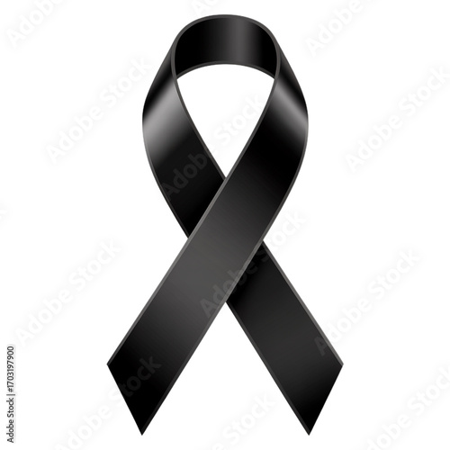 Realistic black ribbons symbolizing mourning and remembrance. black awareness ribbon