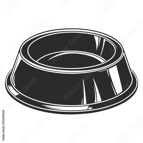 Black pet food bowl for dogs and cats.