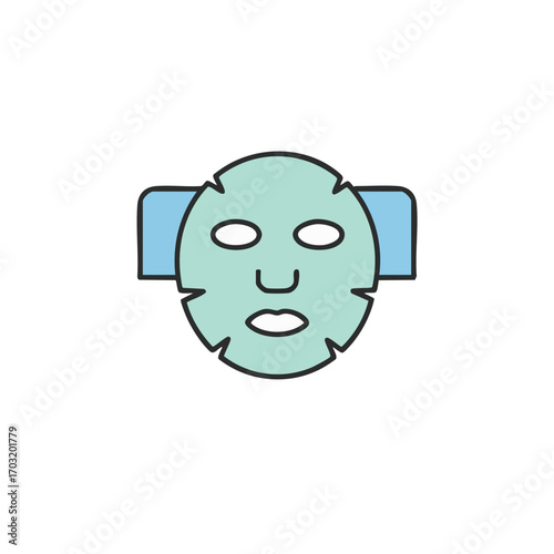 A clear vector illustration of a refreshing sheet face mask, symbolizing contemporary skincare routines, personal self-care, and effective beauty treatments.
