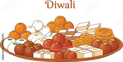 A tray full of delicious diwali sweets, perfect for celebrating the festival of lights