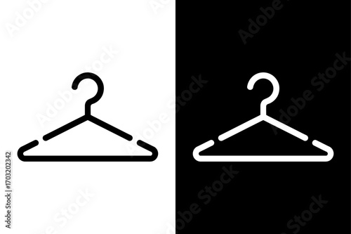 Laundry Tool Clothes Hanger Icon. Simple Black White Vector Illustration