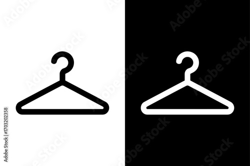 Clothes Hanger Stand Icon Vector. Black White Wardrobe and Closet Design