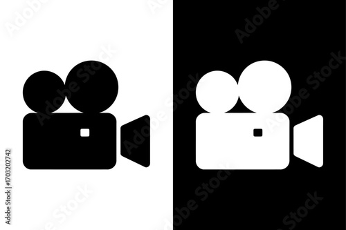 Solid Black Video Camera Icon Silhouette Vector Artwork