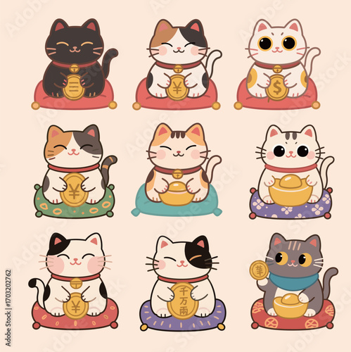 Cute Maneki Neko Cats Collection